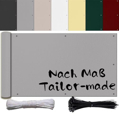 Ufamiluk Brise Vue Gris HDPE Imperméable avec Oeillets Attaches de câble et Cordons Brise Vue de Balcon 1m20 pour Balcon Terrasse Jardin Patio 50 cm de Hauteur 50x300cm