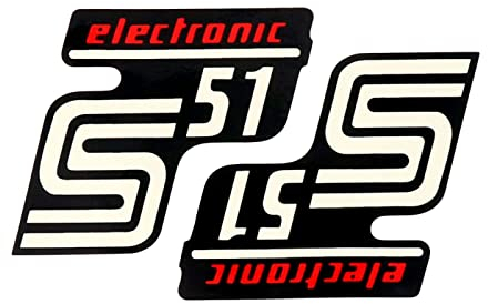 Schriftzug S51 Elektronic Folie/Aufkleber schwarz-rot 2 Stück für Simson S51