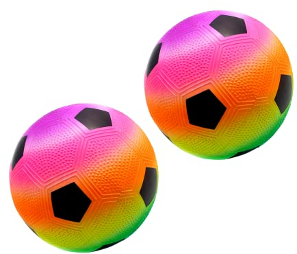 MAGIC SELECT 2X PVC-Spielzeugbälle für Kinder. Aufblasbarer Fußball mit Regenbogen. Weicher Ball für Kinder. Ball zum Spielen am Strand, Park, Pool, Urlaub. Diameter 23cm.