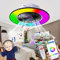 RGB Deckenlampe mit Ventilator Fan, 6 Geschwindigkeiten Leise Deckenventilator mit Beleuchtung, Fernbedienung APP Dimmbare Deckenventilator mit Licht, Reversible Fan Lampe für Schlafzimmer Wohnzimmer
