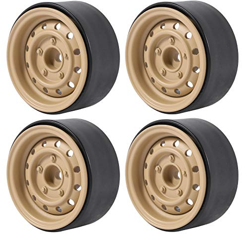 Jewecutger 4 StüCk Metall 1,9 Zoll Beadlock Rad Felgen Nabe für 1/10 Rc Crawler Auto Axial Scx10 90046 Trx4 D90 D110 12 Kleine LöCher,Gelb, (517655A2)