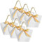 Geschenktaschen mit Krawatte, 6 Stück Geschenktüten aus Papier, Groß Geschenkbeutel Papiertüten zum Einkaufen von Kleidung, Elegant Einkaufstasche Hochzeit Weihnachten Halloween, 28*20*10cm (Weiß-NEW)