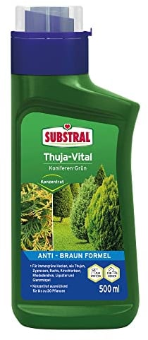 Substral Thuja-Vital, Spezial-Dünger zum Spritzen und Gießen für Thujen, Zypressen, Buchs, Kirschlorbeer, o.ä, 500 ml, Grün