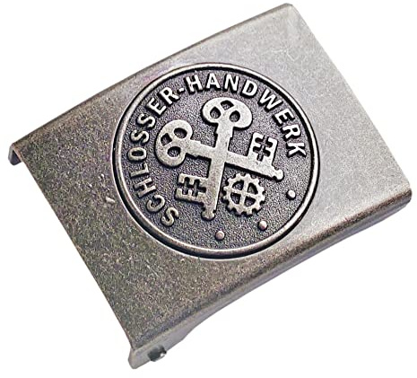 GravurManufakturBerlin Koppelschnalle Schlosser Handwerk Zunftzeichen Meister, Meisterschüler, Geselle, Lehrling, Alt-Meister Koppelschloss