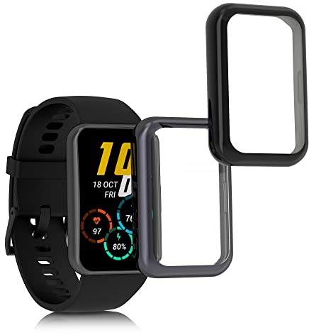 kwmobile Set 2x Custodia Smartwatch Compatibile con Huawei Watch Fit 2 Cover - Case Silicone Protezione Orologio Fitness nero/antracite