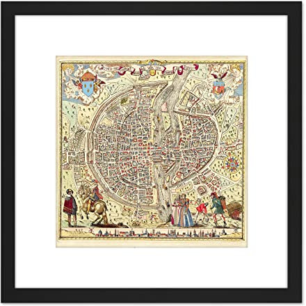 Artery8 Karte Rossingol 1576 Paris Stadtplan Bild Gerahmter Kunstdruck 20x20 cm