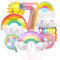Regenbogen Geburtstagsdeko 7, Folienballon Wolken, Zahl 7 Ballon, Luftballons Wolken Quasten, Helium Ballon Sonne, für Jungen Mädchen Geburtstag Party Dekoration