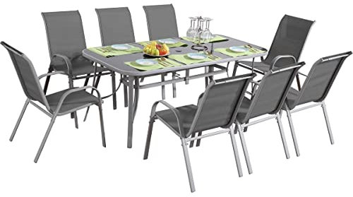 Habitat et Jardin Gartenlounge aus Textilene Cordoba + Porto 8-Sitzer hellgrau