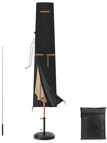 VANSHEIM Housse de Parasol Droit pour Ø3m Parasol Housse Protection Parasol Imperméable Housse Parasol Droit Housse Douche Extérieure Bache de Protection Exterieur pour Parasol Oxford 175x32/38cm