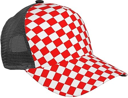 934 Basecap Kroatien Kariert Rot Weiß Flat Hüte Sonnenschutz Kappe Uv-Schutz Schirmmütze Für Erwachsene Sommer Herren