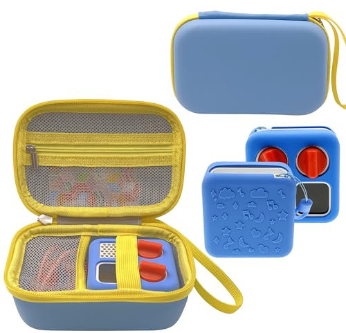 LeoTube Hard Case Bag and Silicone Shell Cover for Yoto Mini Kids Audio & Music Player. Storage Holder for Children’s Speaker Plays Audiobook Cards and Accessories for Boys and Girls (Blue)