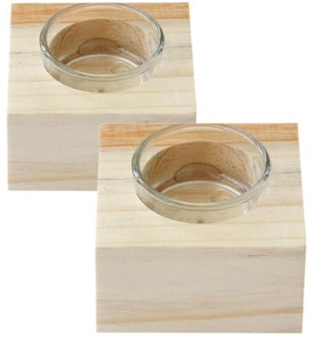 IMIKEYA 2 Pièces Bougeoir en Bois Photophores Carrés en Bois Pièce Maîtresse De Bougie De Mariage Bougeoirs Bougeoir Rustique Petit Bougeoir Photophore en Bois Un Verre La Fenêtre Facile