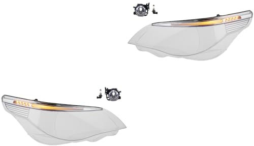 Johns, Scheinwerfer Satz Glas passend für BMW 5 E60 E61 07/2003-03/07 Lin. für Xenon mit + Nebelscheinwerfer + Leuchtmittel