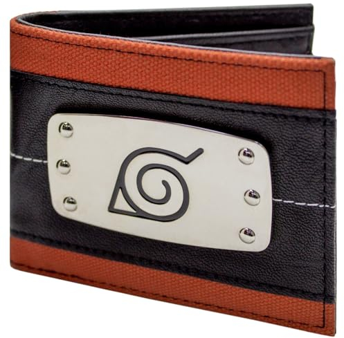 Shinobi Ninja Konoha Dorf Silber Stirnband Emblem Geldbörse/Geldbeutel, Klappbar, Ausweis- & Kartenhalter, Schwarz