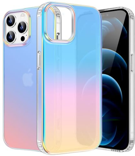 ÁRBOLORO Case for iPhone 12 Pro Max 6.7 Inch, Rainbow Effect Scratch-Resistant Mobile Phone Case with Silicone Colour Changing Effect Protective Case for Women and Girls