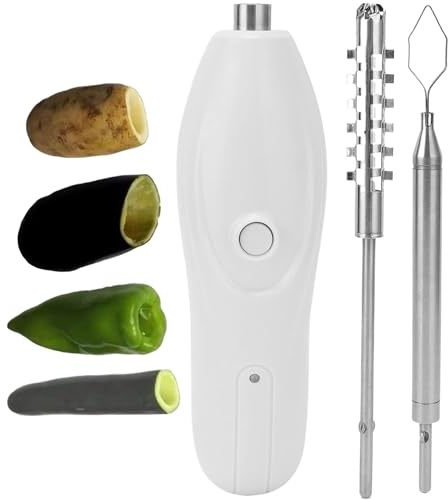 2024 New Electric Pepper Corer: Handheld Vegetable Home Use, Electric Zucchini Corer with 2 Replaceable Cutter Heads,Kitchen Multifun Fish Scaler
