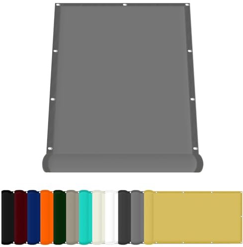 Sonnensegel mit Öse 180 x 450 cm Wasserdicht Quadratisch Balkon Sichtschutz Uv-Schutz-Polyestergewebe mit Seil Ideal für Schwimmbäder Partys Und Outdoor-Aktivitäten, Hellgrau