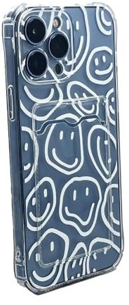 OLIVIA'S PHONES Cases For iPhone 13 (6.1) Clear Expressions Faces Card Holder Tough Protective Smartphone Case Cover