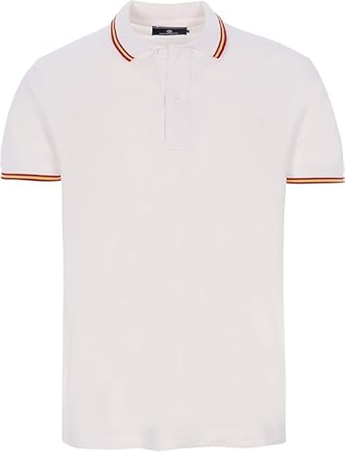 Polo Bandera España Hombre de Manga Corta con la Bandera española en Cuello y Mangas algodón