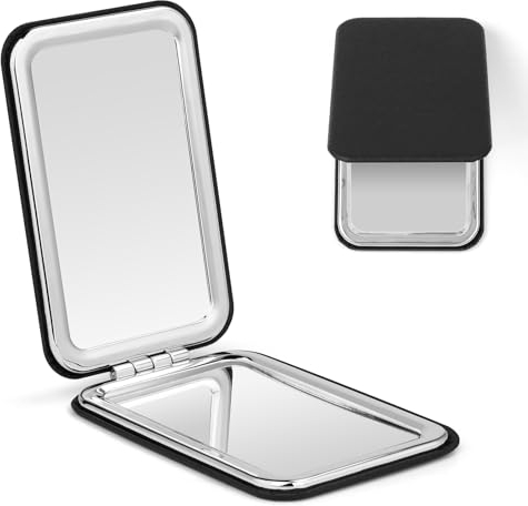 OSDUE Specchio da Viaggio Portatile con Ingrandimento, Specchio da Viaggio a due Lati Trucco, per il trucco Specchio per il trucco professionale bifacciale (Grande pelle rettangolare)