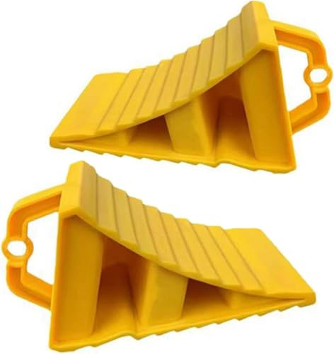 Dranng Cunei per Ruote, 2 Pezzi Cunei per Ruote con Maniglie, Cuneo Fermaruota Pesanti, Cunei in Plastica per Auto Antiscivolo, Cuneo in Gomma Multiuso, Cunei dei Freni per Camion, Rimorchi