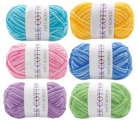 6 Erschiedenen Farben Acrylgarn, Wolle zum Stricken, Baumwolle zum Häkeln, Häkelgarn, 300g (50g*6 Farbe), Handstrickgarn Baumwollgarn für Häkeln, Wolle zum Stricken und Kunsthandwerk (6)