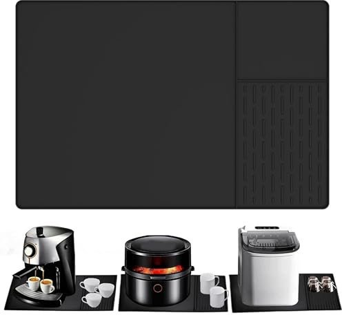 Silicone Coffee Machine mat 40.5x60.8cm,Coffee Machine Tray for Counter Protector with Dish Drying mat,Large mat Under Coffee Machines