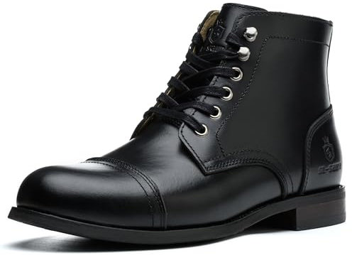SL-Saint Handgemachte weiche Zehe Herren Klassische Stiefel Wasserdicht-Leder Kuhfell/Wolle Mode Winterschuhe (Schwarz Lederfutter, Erwachsene, Herren, 43, Numerisch, EU Schuhgrößensystem, M)