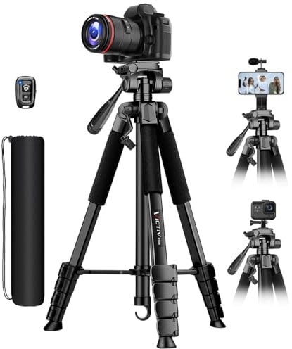 Victiv 170cm Treppiede Fotocamera, Cavalletto Fotografico per Sony Nikon Canon Reflex, Treppiede Smartphone con Supporto Telefonico e Telecomando Wireless, Cavalletto per Smartphone iPhone Treppiedi