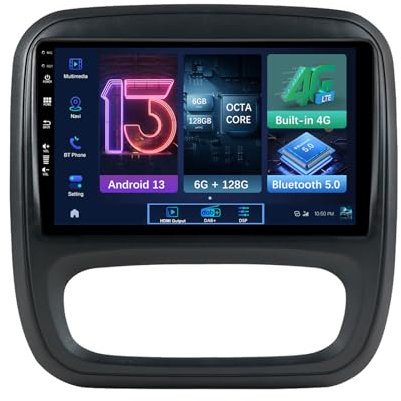 MISONDA 9 IPS 2 Din Android 13 Car Radio For Renault Trafic III/Vauxhall Vivaro B 2014-2019 - [6G+128G] - [Built-in HDMI Output/DAB+/4G/Carplay/GPS ] - Support SWC WiFi AUX BT FM Head Unit