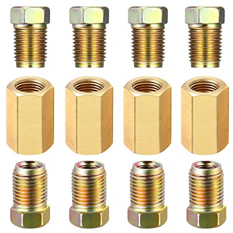 Diogeynu Lot de 12 raccords de conduite de frein de voiture 7/16-24 fils pour raccords de tuyau de frein de 6,35 mm