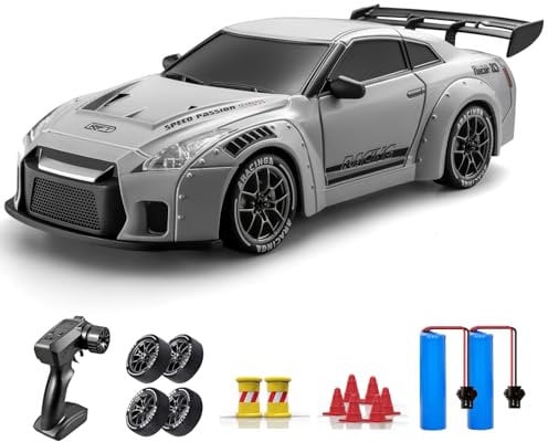 ACAMMZAR Ferngesteuertes Auto Drift, 1:24 20KM/H RC Drift Car, 4WD RC Auto mit LED-Leuchten, Zwei Batterien, für ab 4,5,6,7,8 + Jahre Kinder und Erwachsene