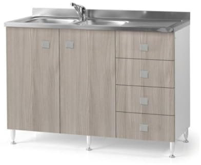 Mueble bajo fregadero con cajones color olmo derecho incluido fregadero 120x87H cm - Wila