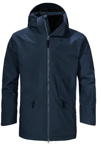 Schöffel Herren Ins Parka Style Malkay MNS, wind- und wasserdichte Jacke, leicht gefütterte Allwetterjacke, Hardshelljacke mit verstellbarer, abnehmbarer Kapuze, navy blazer, 48