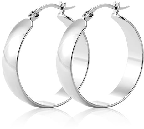 ALEXCRAFT Dicke Ohrringe Silber 925 Groß Creolen Damen Chunky Large Silver Hoop Earrings für Frauen Freundin Mama Mädchen 30MM