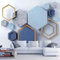 XLMING Hexagone Géométrique Bleu 3D Papier Peint Décoratif Bureau Salle à Manger Salon Chambre à Coucher Canapé TV Mur-150cm×105cm