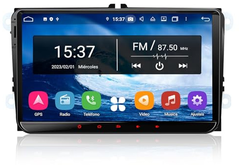 DAB+ Android 14 Car Stereo for VW Golf 5/6 T5 Polo Sharan Passat Tiguan 4GB+64GB 9 Double DIN Stereo with 4G, GPS Navigation, Wireless CarPlay, Android Auto, Bluetooth, DSP