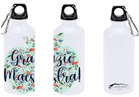 Paolo Chiari Gourde - Ligne Maestri en aluminium, 400 ml, pour boissons froides (Merci Maestra, Multicolore)