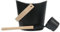 JISADER Juego de cubo y cucharón para sauna, juego de accesorios para sauna, 7 l, resistente para baños de y saunas, Negro con Asa