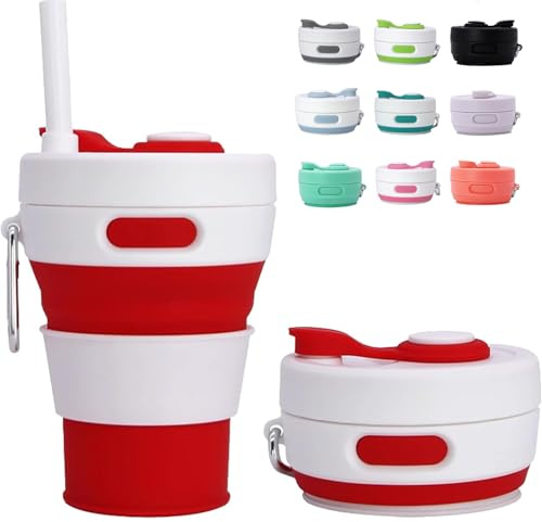 MOMAHUA Gobelet de voyage pliable, design pliable portable (rouge)