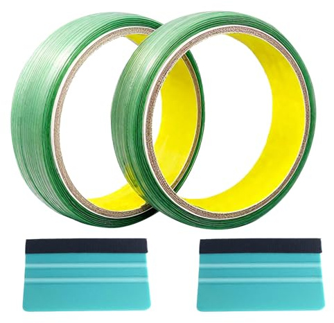huoanpo 4 Pièces Kit Covering Voiture 5 m avec Grattoirs | 2 bandes de découpe en vinyle, pour film teinté voiture, films d'habillage auto, ruban scratch et protection peinture
