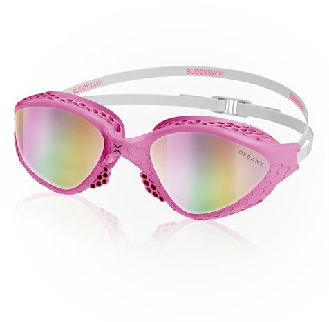 BUDDYSWIM Swimming Goggles OzeanX, Antifog with Panoramic XVISION Lenses. Protection UV400. Hydrodynamic Fit. Open Water Goggles