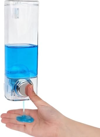 Bomiclss Liquid Soap Dispenser 450ml, Wall Mounted Shower Dispenser Suction | Hand Pressing | No Drill | No Self-adhesive | White | Fit for Bathroom Shower Washbasin Kitchen