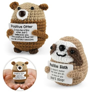Foyucool Gehäkelte Pocket Hug 2er Set, Emotional Support Faultier & Otter | Positiver Glücksbringer für Frauen & Männer. Ideal als Geschenk für Geburtstag, Examen, oder als süße Deko fürs Büro.