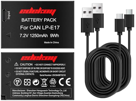 LP-E17 Akku for Canon EOS 250D R100 R50 R10 R8 RP Kamera | with USB-C Charging Port, Directly Charging, No need LP-E17 Battery Charger