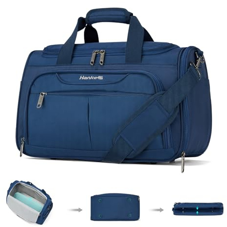 Hanke 23L Faltbare Reisetasche Leichte Handgepäck Tasche Sporttasche Klein wasserdichte Ryanair Handgepäck 40x30x20 Carry on Luggage Cabin Bag Gym Bag Travel Bag für Herren Damen, Blau