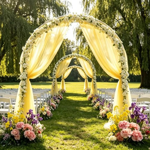 3m x 160cm Tüllstoff Meterware,Organza Stoff Meterware,Soft Tüll Gelb,Chiffon Stoff Netzstoff Dekostoff DIY für Hochzeitsbogen Zeremonie Party Dekor Geburtstag Tüllrock