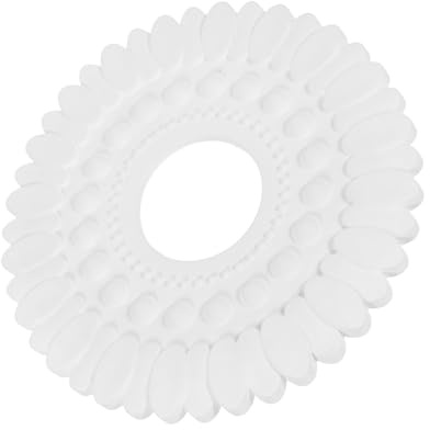 Tofficu Cache-médaillon de Plafond Style Européen 17,8 Cm Blanc en Faux Plâtre Décoratif, Garniture Ajourée Ventilateur, Panneau Lumineux Rond pour Lustres Encastrés, Support Décoratif