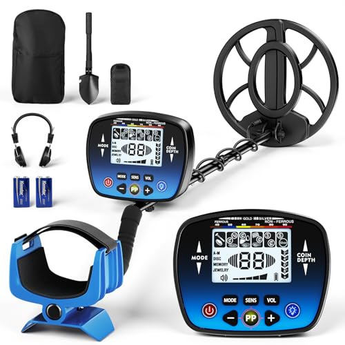 Detecteur de Metaux Professionnel, Détecteur de Métaux pour Adultes, 5 Modes Dont Pinpoint et Mémoire, Haute Précision, Bobine Étanche, Hauteur RéGlable, éQuipement Complet