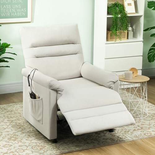 ATOMSTACK MAKER HOMELEN Fauteuil Relax électrique massant et Chauffant – 8 Points de Massage vibratoire, Repose-Pieds réglable, Moteur Silencieux, Dimensions 82x99x106 cm, Couleur crème